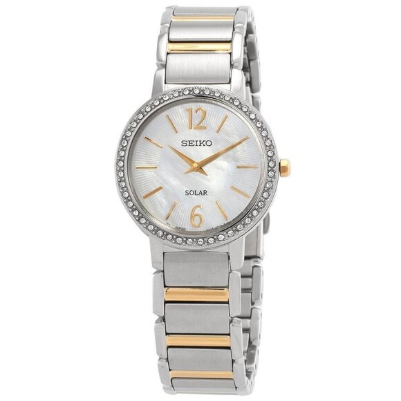 NWT Authentic Seiko Solar Mother of Pearl Dial Women's Watch - Picture 1 of 3